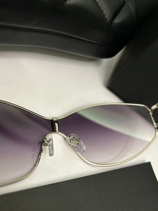 CHANEL Rimless Wrap-Around Shield Sunglasses (Purple Gradient) main image 4